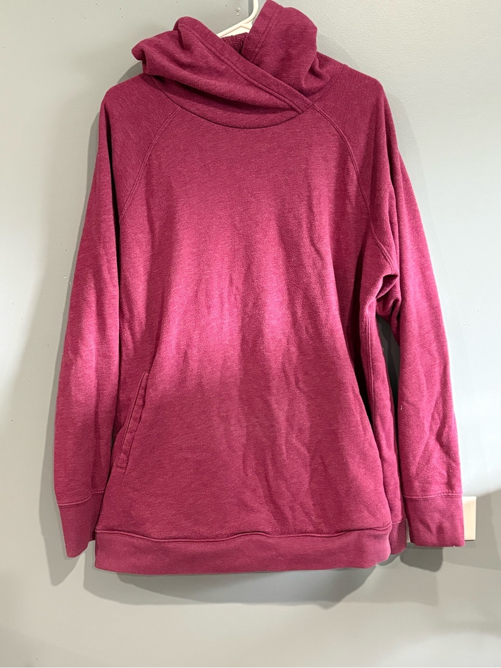 Tek Gear Women’s Plus Size 1X Fleece Pullover Hoodie Cowl Neck Pockets Plum